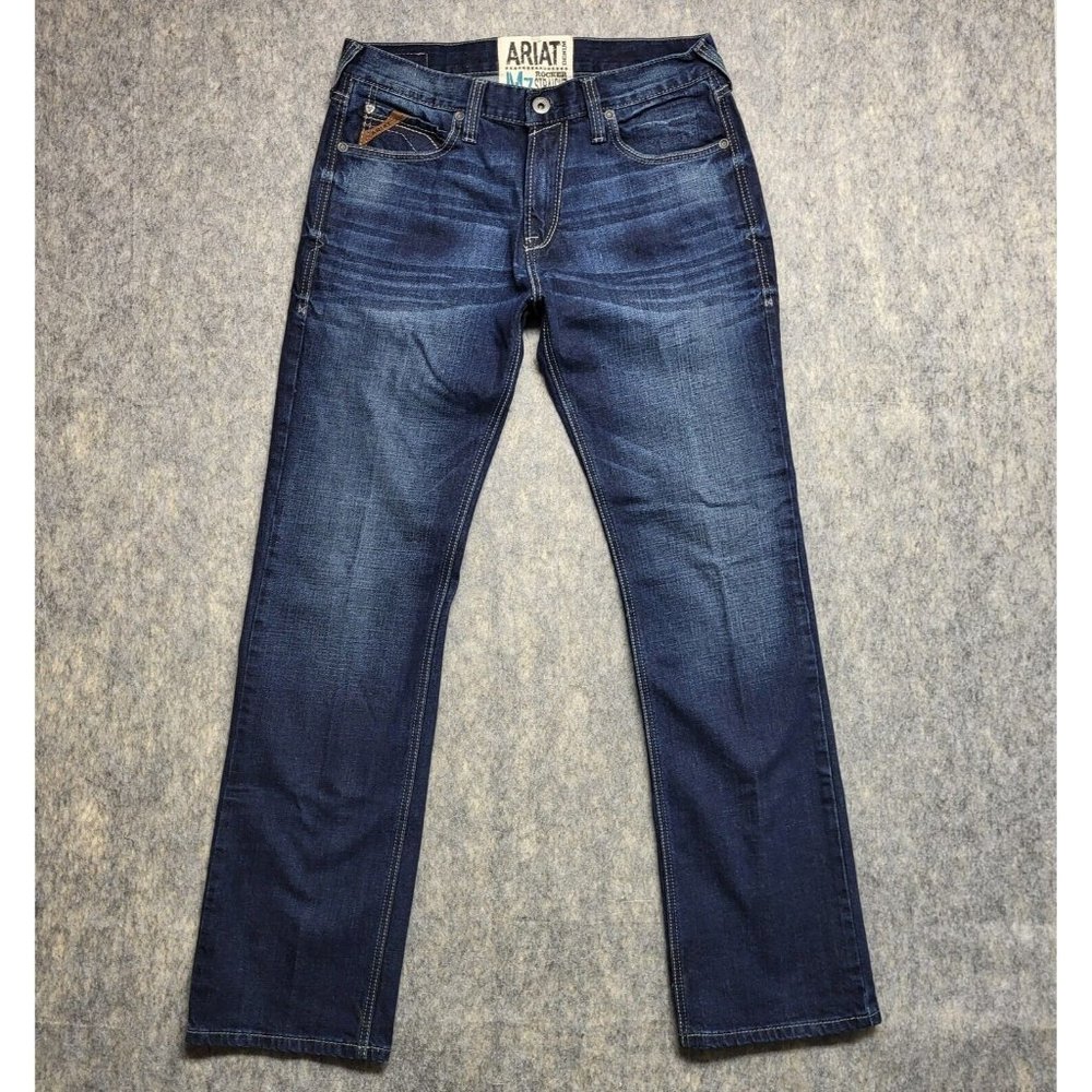 Ariat M7 Rocker Straight Jeans Mens 34x34 Blue Stretch Denim Western Casual